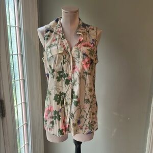 Express Pink and Green Sleeveless Button Down Shirt size m brand new with tags